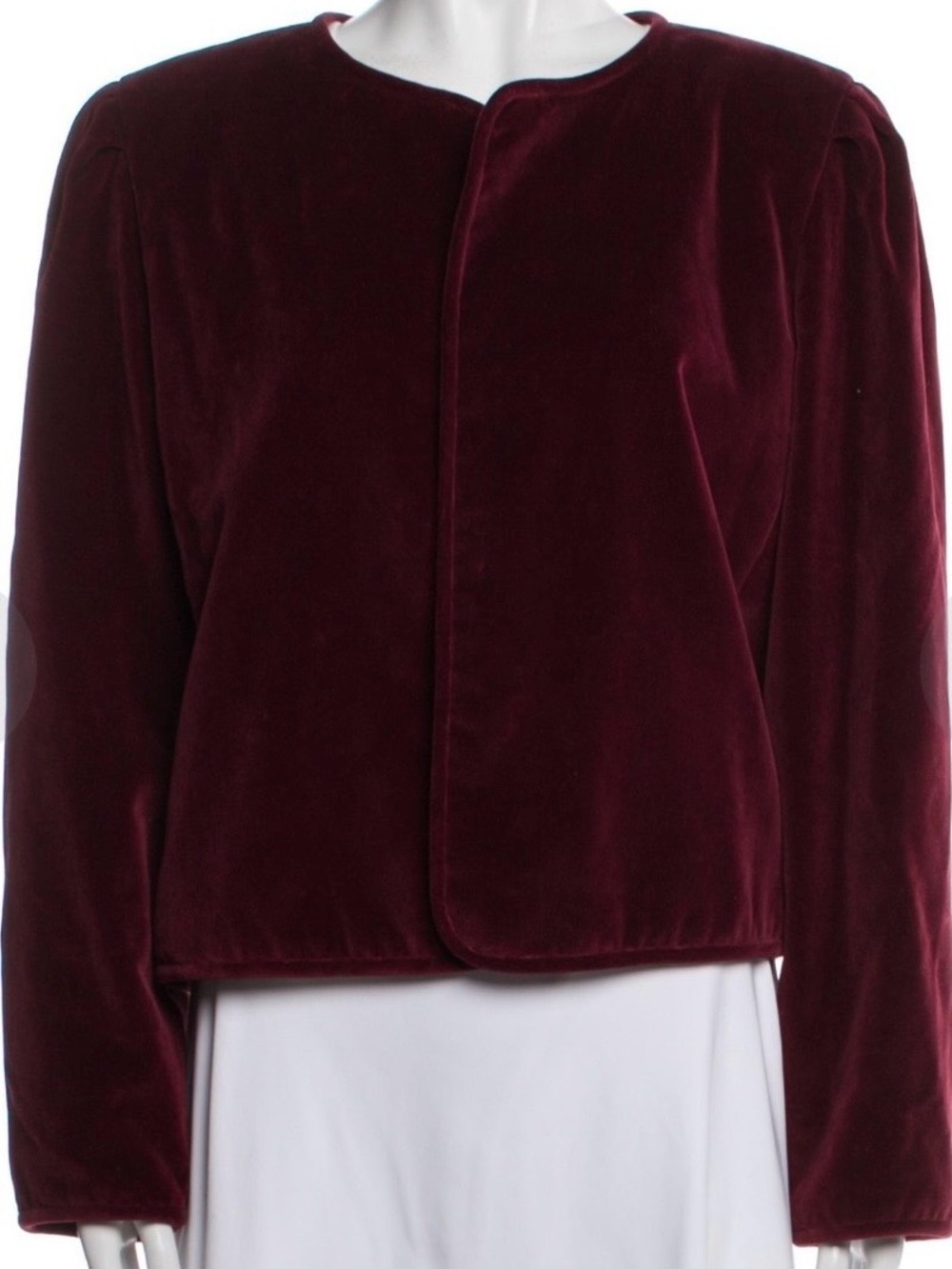 Lafayette 148 New York Collarless Velvet Jacket in Burgundy
